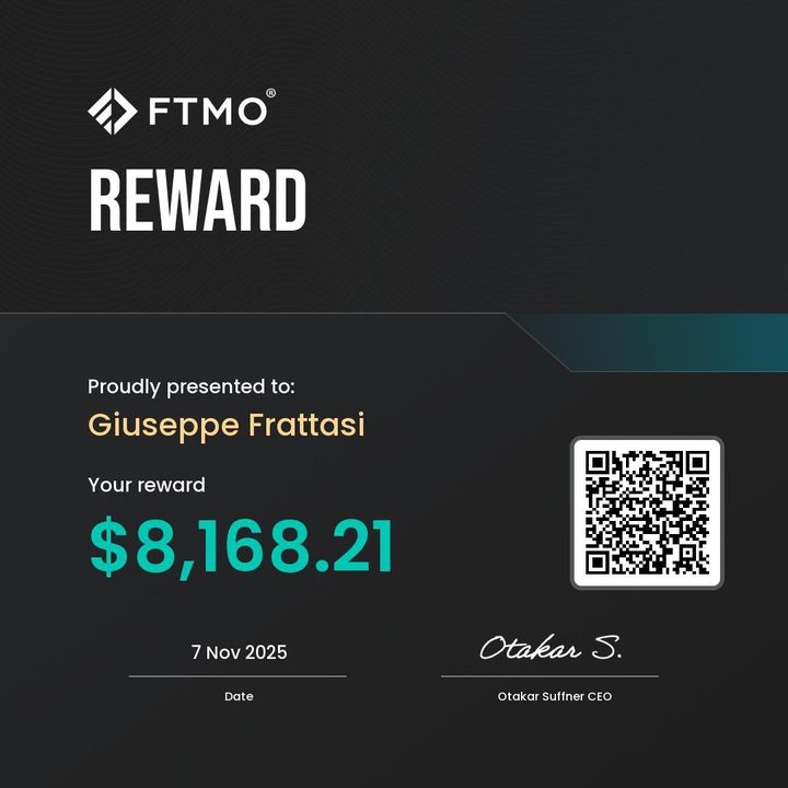 Payout FTMO di Giuseppe Frattasi, 8.168 $